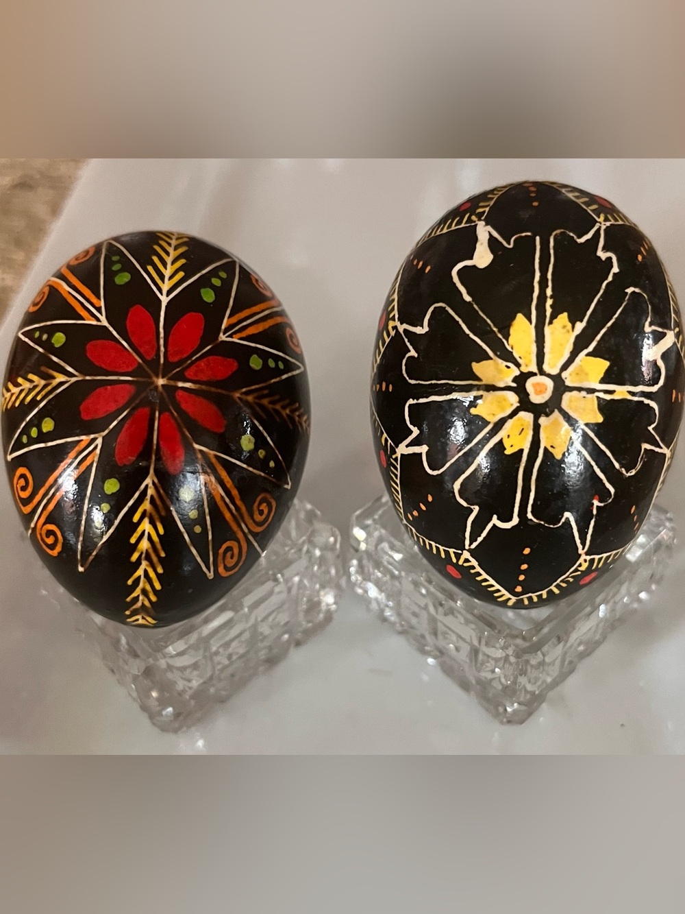 Hand-Painted Ukrainian Decorative Egg Set with Floral Motifs